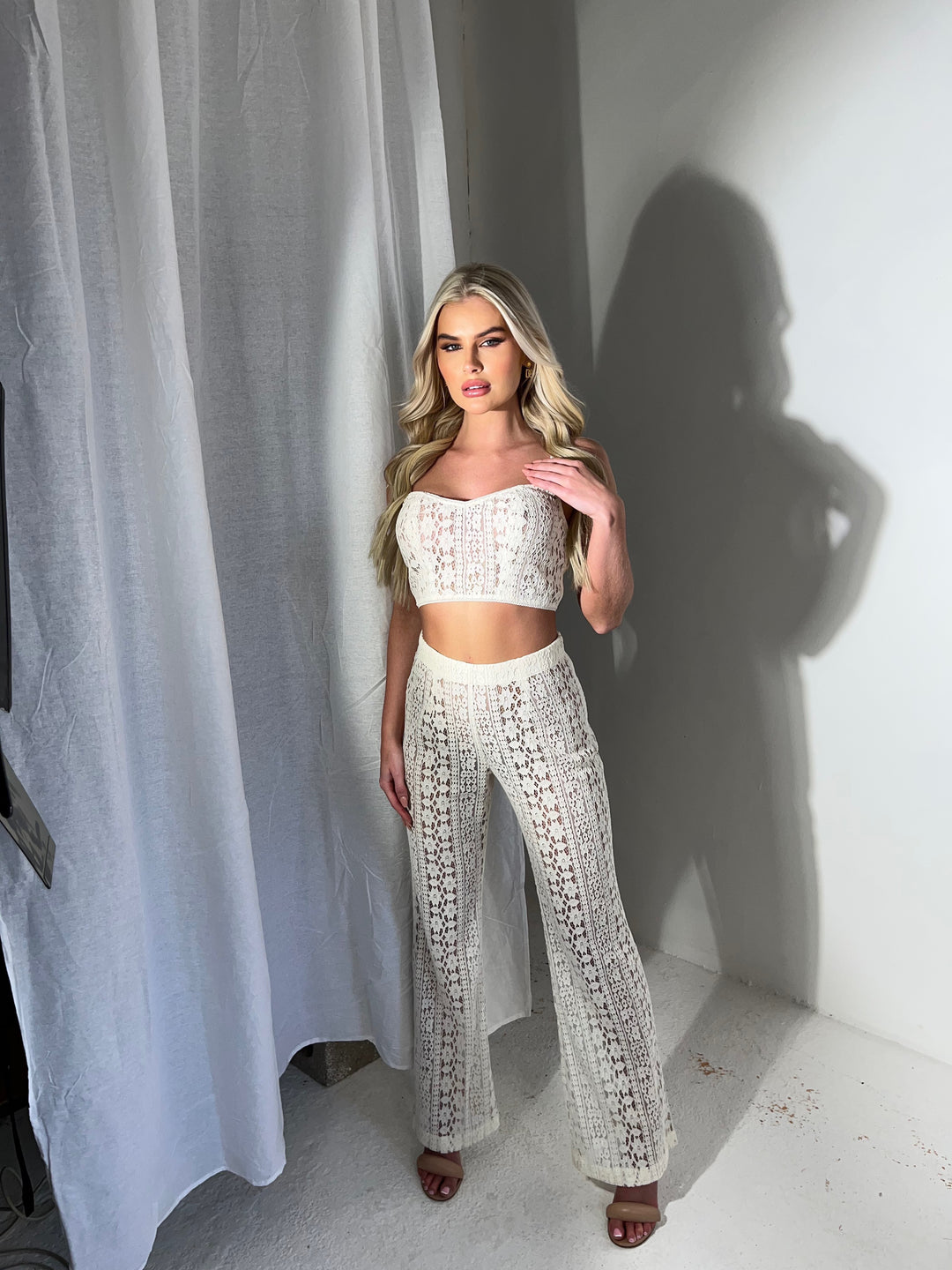 Cream Lace Pants